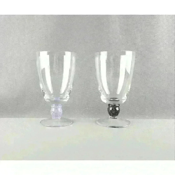 Purple & Green Crystal Wine Water Tea Goblet Drinking Glasses (Set of 2) Poland - Picture 2 of 4